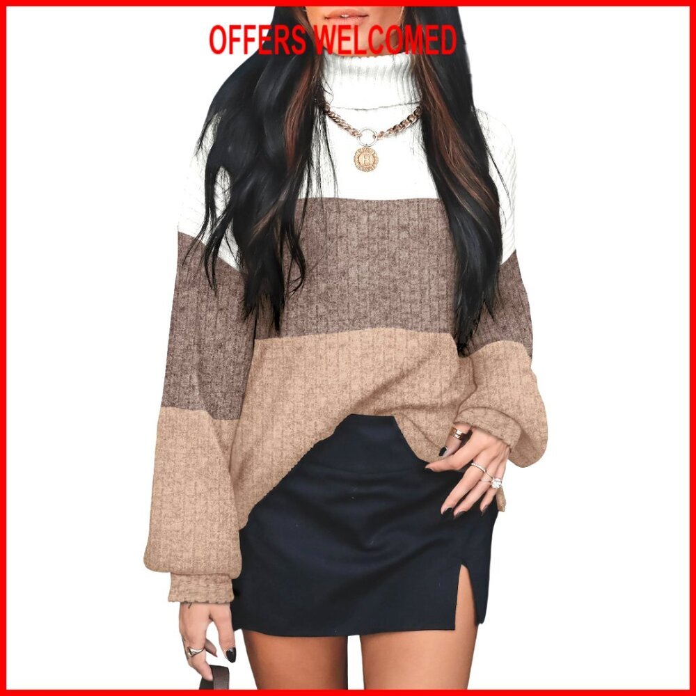 Oversized Turtleneck Sweater Pullover Long Sleeve Top Plus Size